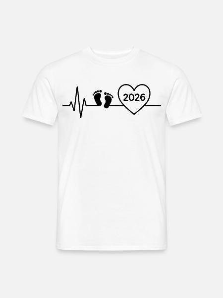 Baby 2026 Baby werdende Mutter angekündigt - Männer T-Shirt - Weiß