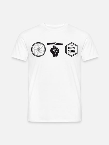 Bike Rad - Rebus Rad(t)schlag - Fahr Langsam - Männer T-Shirt - Weiß
