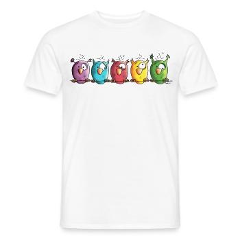 Funny Owls - Eule - Vogel - Männer T-Shirt - Weiß - Vorne - AI Model Male 178 dark (178cm)