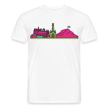 Edinburgh City Skyline Castle Moderne Linienkunst - Männer T-Shirt - Weiß - Vorne - AI Model Male 178 dark (178cm)