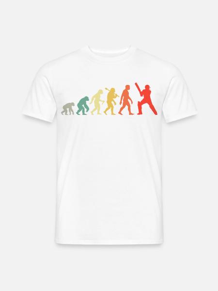 Cricket Evolution – Batsman – Ich Liebe Cricket - Männer T-Shirt - Weiß