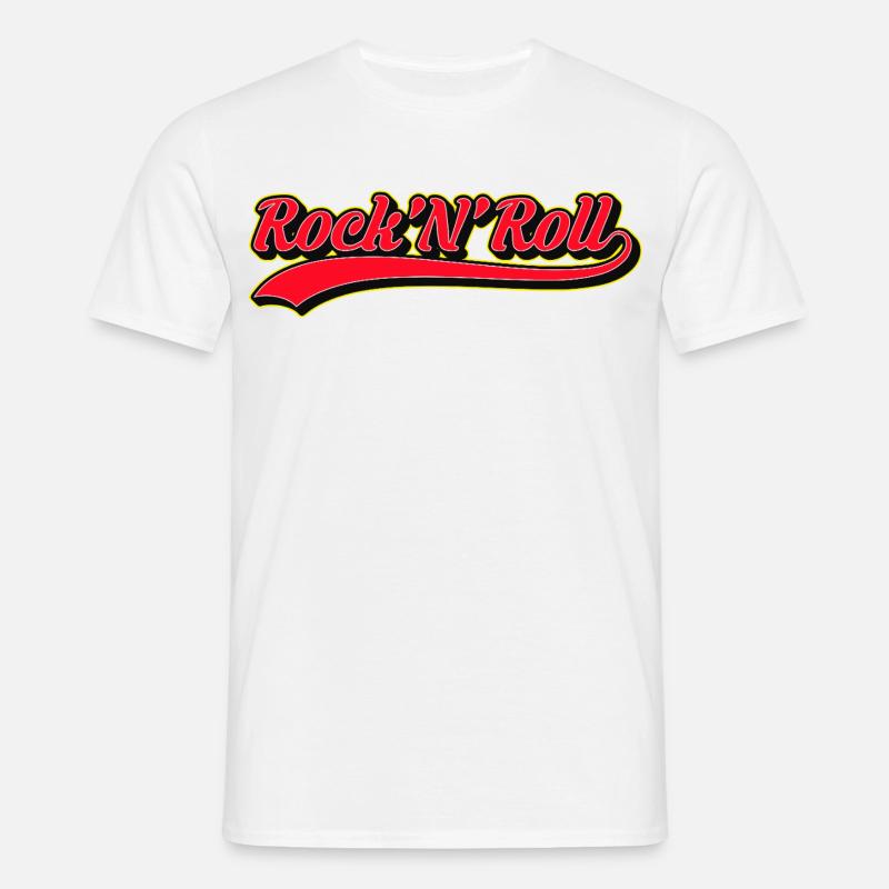Rock 'N' Roll Retro Script Logo - Männer T-Shirt - Weiß