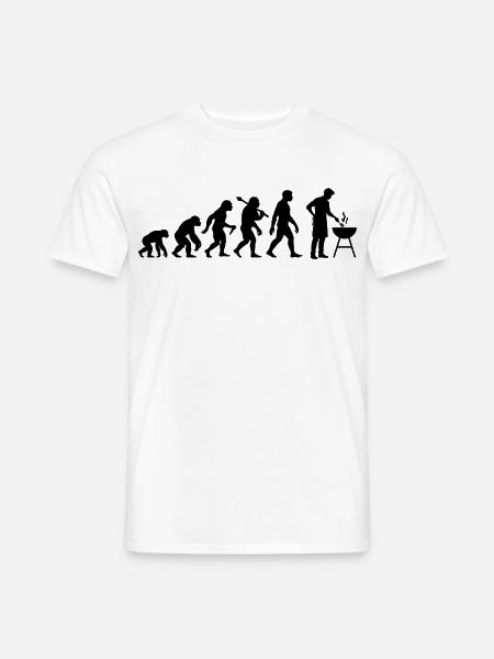 Grillen Evolution für BBQ Grillteufel - Männer T-Shirt - Weiß