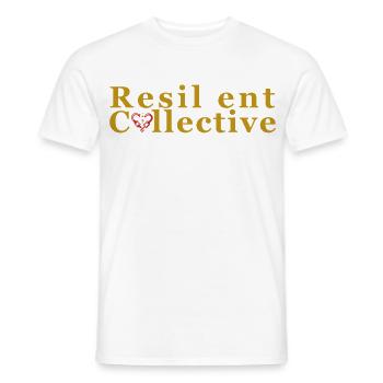 Logo du collectif résilient - T-shirt homme - blanc - Devant - AI Model Male 178 dark (178cm)