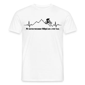 ECG VTT, battement de cœur Saut en VTT - T-shirt homme - blanc - Devant - AI Model Male 178 dark (178cm)