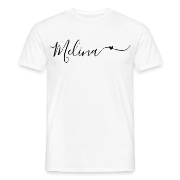 Prénom Melina Prénom décoratif - T-shirt homme - blanc - Devant - AI Model Male 178 dark (178cm)