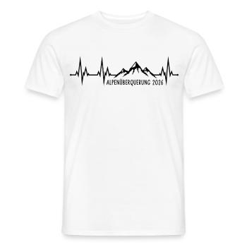 Crossing the Alps 2026 - Heartbeat Mountains Hiking - Men's T-Shirt - white - Front - AI Model Male 178 dark (178cm)
