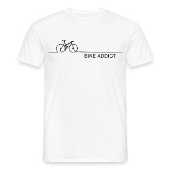 Bike Addict – Cycling Saying with One Line Graphic - Men's T-Shirt - white - Front - AI Model Male 178 dark (178cm)