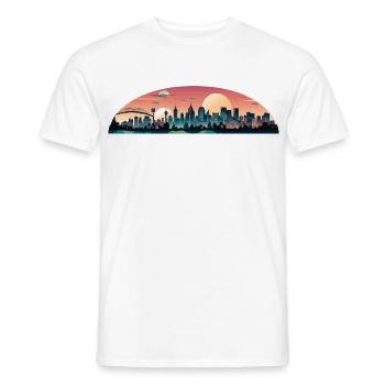 Sunset City Panorama - Men's T-Shirt - white - Front - AI Model Male 178 dark (178cm)