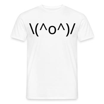 Freude Emote \(^o^)/ Arme hoch Kaomoji - Männer T-Shirt - Weiß - Vorne - AI Model Male 178 dark (178cm)