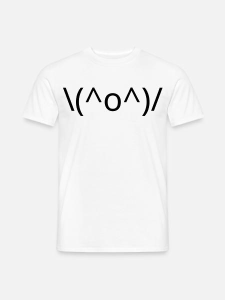 Joy Emote \(^o^)/ Arms Up Kaomoji - Men's T-Shirt - white