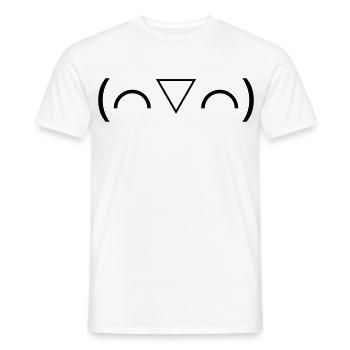 Laughing Emote (⌒▽⌒) Cheerful Kaomoji - Men's T-Shirt - white - Front - AI Model Male 178 dark (178cm)
