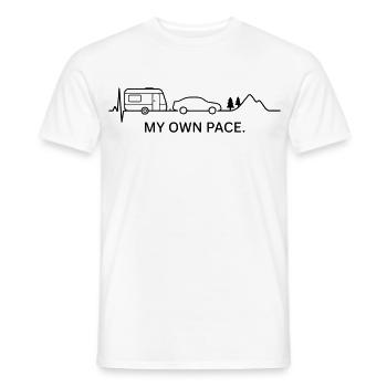 À MON PROPRE RYTHME. (Caravan - ECG - couleur personnalisable) - T-shirt homme - blanc - Devant - AI Model Male 178 dark (178cm)