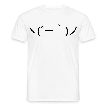 Émote Détendue ヽ( ́ー')ノ Kaomoji insouciant - T-shirt homme - blanc - Devant - AI Model Male 178 dark (178cm)