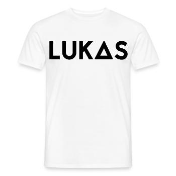 First name Lukas - Men's T-Shirt - white - Front - AI Model Male 178 dark (178cm)