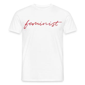 Feminist - Men's T-Shirt - white - Front - AI Model Male 178 dark (178cm)