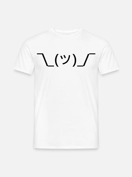Shruggie ¯\_(ツ)_/¯ Schulterzucken Emoticon - Männer T-Shirt - Weiß