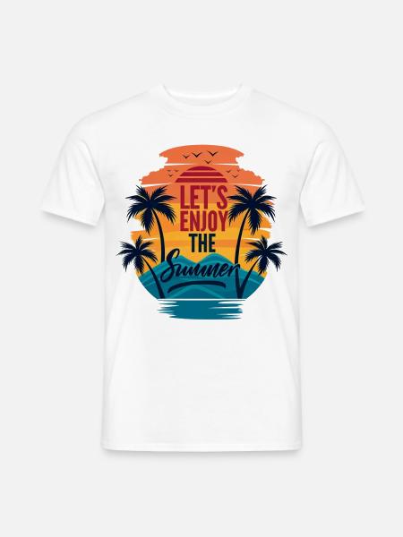 Let's Enjoy the Summer with Palm Trees and the Sea - Männer T-Shirt - Weiß
