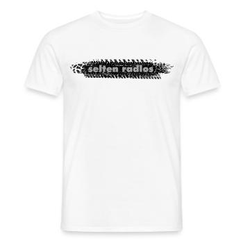 selten radlos reifenabdruck spruch radfahren - Männer T-Shirt - Weiß - Vorne - AI Model Male 178 dark (178cm)