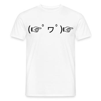 Finger Guns (゚ ☞ヮ゚) ☞ Good Mood Emoticon - Men's T-Shirt - white - Front - AI Model Male 178 dark (178cm)