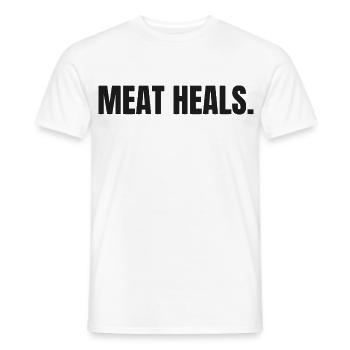 BŒUF CONSTRUIT | T-shirt Carnivore | Steak & Strength - T-shirt homme - blanc - Devant - AI Model Male 178 dark (178cm)