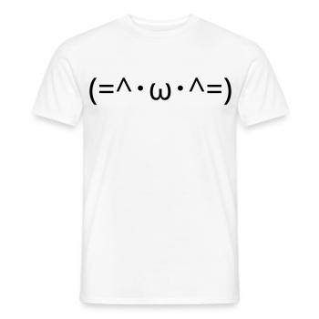Chats Émote (=^・ω・^=) Chat mignon Kaomoji - T-shirt homme - blanc - Devant - AI Model Male 178 dark (178cm)