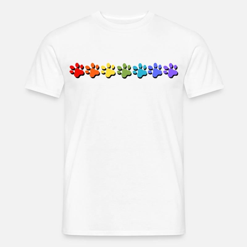 Pfoten Farbexplosion in Regenbogen Stile - Männer T-Shirt - Weiß