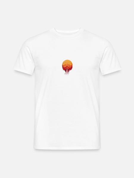 Rote Sonnen Qualle - Männer T-Shirt - Weiß
