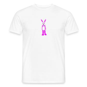 Rabbit with fur in pink - Men's T-Shirt - white - Front - AI Model Male 178 dark (178cm)