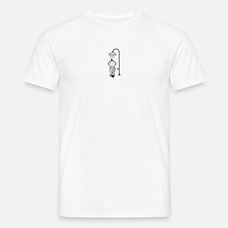 scheues Mädchen unter der Dusche - Männer T-Shirt - Weiß