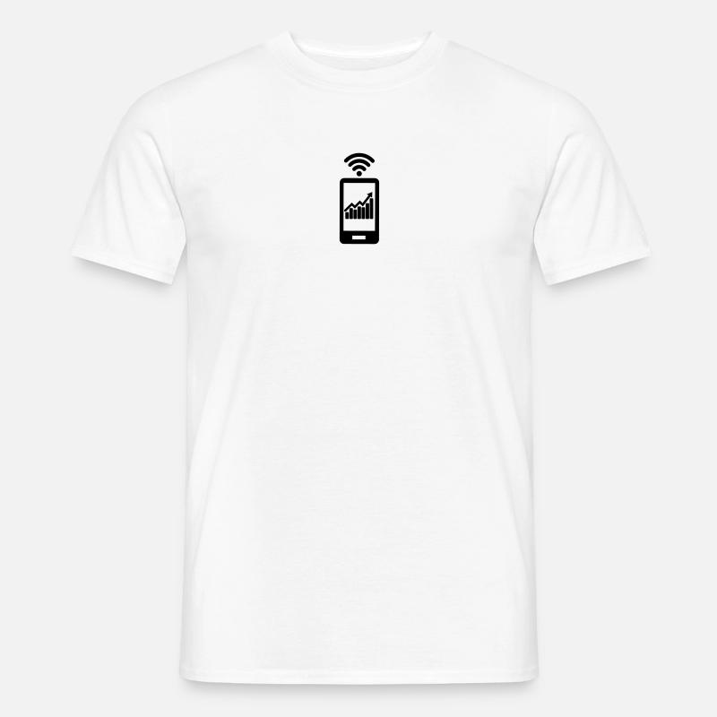 Chart-Aktien mit Smartphone - Männer T-Shirt - Weiß
