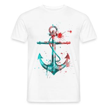 Anchor Watercolor Splash Colorful Art Sailor Sailor - Men's T-Shirt - white - Front - AI Model Male 178 dark (178cm)