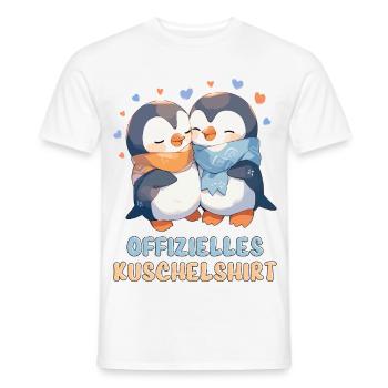 Chemise Câline Officielle Pingouins Amour Coeur Doux - T-shirt homme - blanc - Devant - AI Model Male 178 dark (178cm)