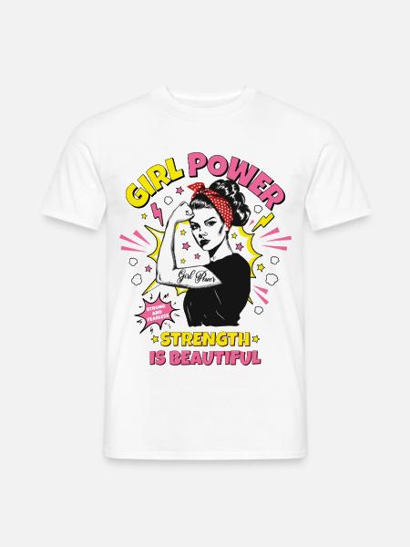 Frau Pop Art Girl Power Frauenpower Mädchen Stark - Männer T-Shirt - Weiß