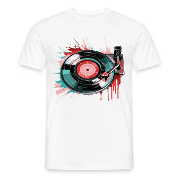 Vinyl Record Record LP Turntable Retro - Men's T-Shirt - white - Front - AI Model Male 178 dark (178cm)