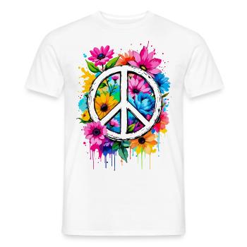 Peace Sign Love Peace Hippie 70s 60s - Men's T-Shirt - white - Front - AI Model Male 178 dark (178cm)