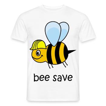 bee save, bee with helmet, funny bee, bee - Men's T-Shirt - white - Front - AI Model Male 178 dark (178cm)