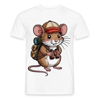 Wandermaus Abenteuer - Männer T-Shirt - Weiß - Vorne - AI Model Male 178 dark (178cm)