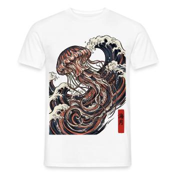 Jellyfish Japanese Ocean - Men's T-Shirt - white - Front - AI Model Male 178 dark (178cm)