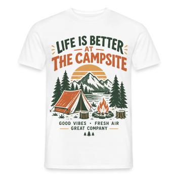 Lagerfeuer am Campingplatz - Männer T-Shirt - Weiß - Vorne - AI Model Male 178 dark (178cm)