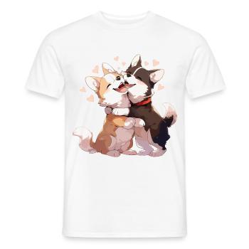 Chiens Amour Câlin Câlin Coeur Mignon Mignon - T-shirt homme - blanc - Devant - AI Model Male 178 dark (178cm)