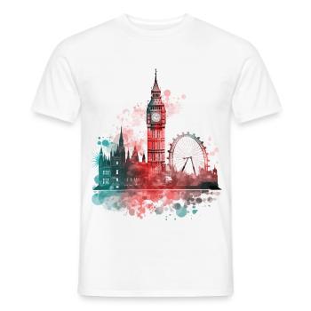 London England Stadt Skyline Big Ben Bunt Splash - Männer T-Shirt - Weiß - Vorne - AI Model Male 178 dark (178cm)