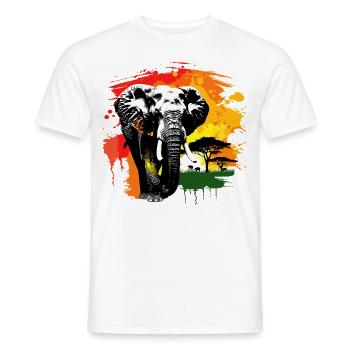Elefant Afrika Safari Natur Wildnis Aquarell Kunst - Männer T-Shirt - Weiß - Vorne - AI Model Male 178 dark (178cm)