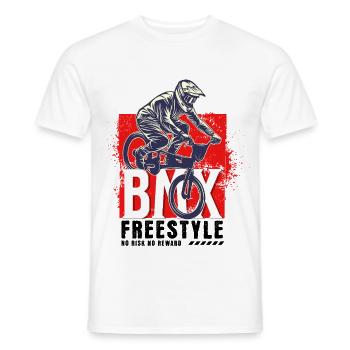 BMX vélo motard cascade freestyle vintage - T-shirt homme - blanc - Devant - AI Model Male 178 dark (178cm)