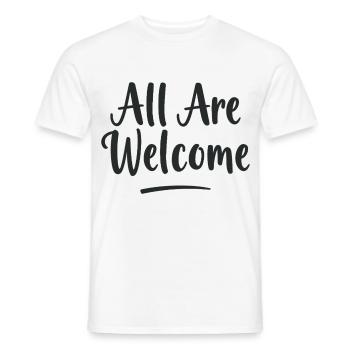 Tous sont les bienvenus - T-shirt homme - blanc - Devant - AI Model Male 178 dark (178cm)