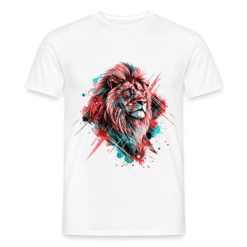 Lion Colorful Lion Head Colorful Predator Art - Men's T-Shirt - white - Front - AI Model Male 178 dark (178cm)