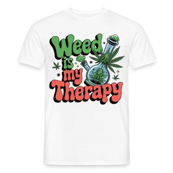 L’herbe est ma thérapie - relaxation sur ordonnance - T-shirt homme - blanc - Devant - AI Model Male 178 dark (178cm)
