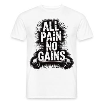 Chemise de fitness – motif All Pain No Gains - T-shirt homme - blanc - Devant - AI Model Male 178 dark (178cm)