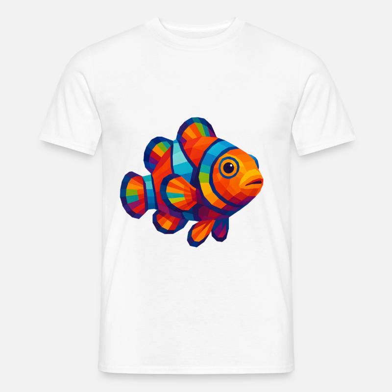 WPAP Polygon Stil Tiere - Clownfisch - Männer T-Shirt - Weiß