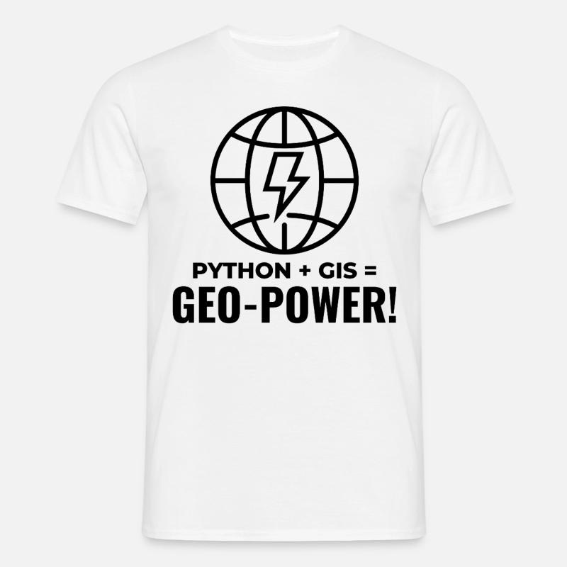 Python GIS Geo-Power Programming Geospatial - Men's T-Shirt - white